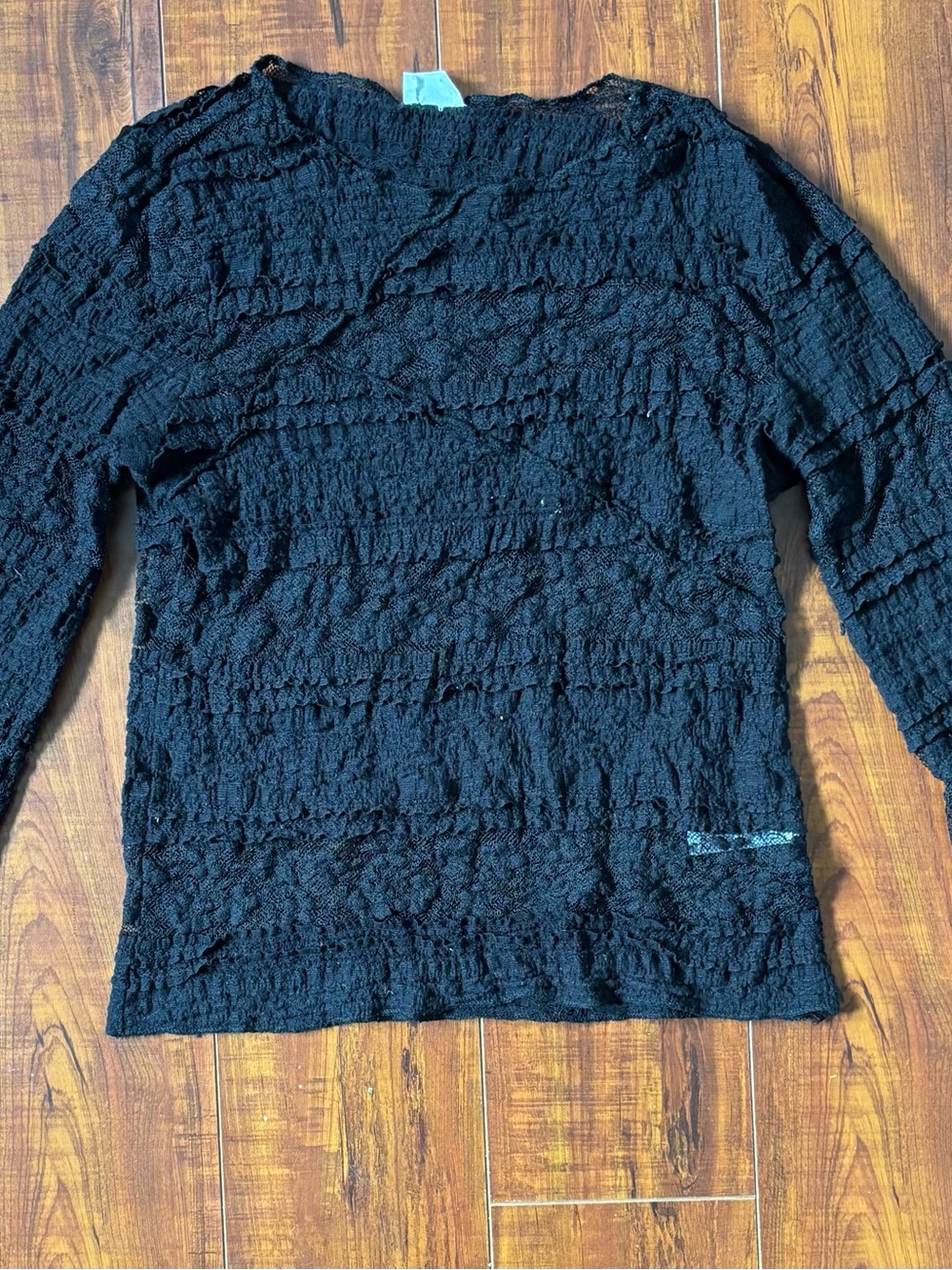 Cotton On Black lace and ruffle long sleeve blouse